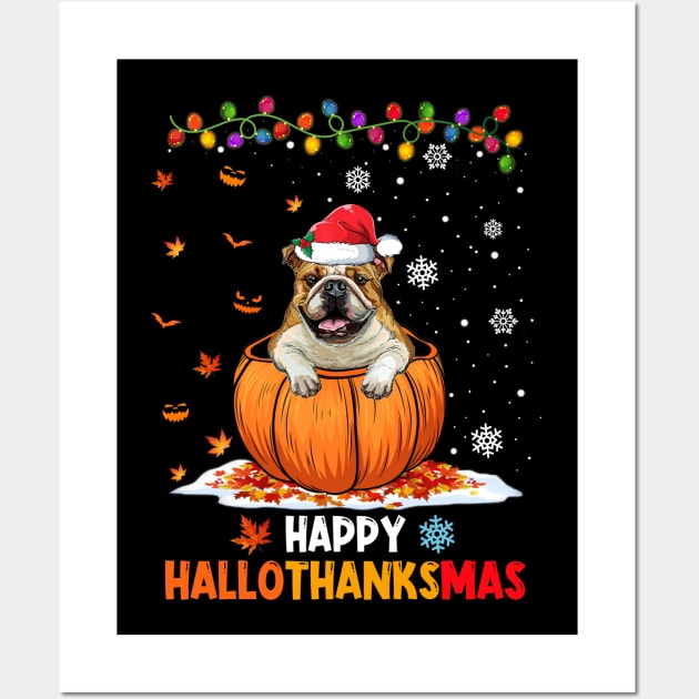 Pug On Pumpkin Happy Hallothanksmas Wall Art by Magazine
